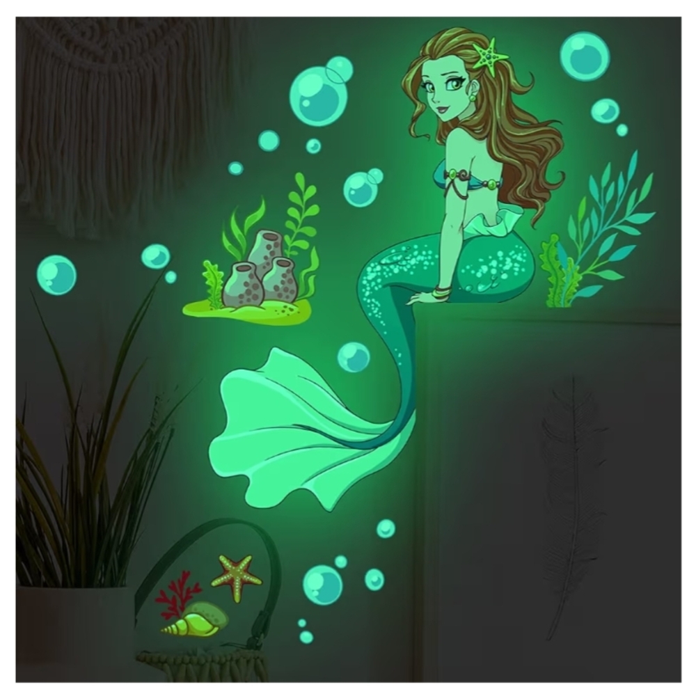 Brand New Glow In The Dark Mermaid Wall Decals